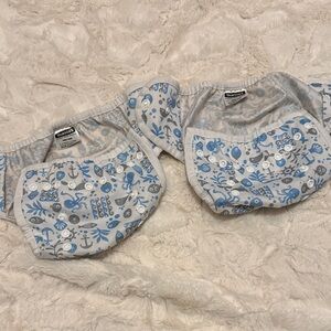 Thirsties Blue and Gray Fish Print Diaper Covers Size One (set of two covers)